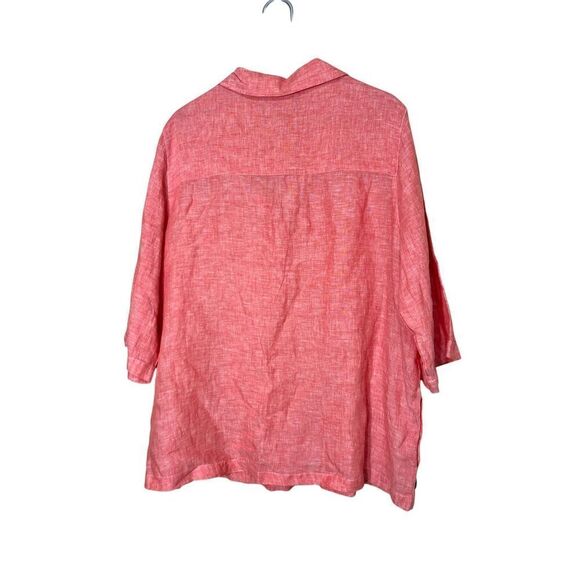 Tahari Womens Linen Tunic Side Button 3/4 Sleeve Popover Shirt Plus Size 1X - Picture 6 of 6